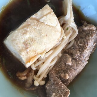 牛バラ肉とエノキの湯豆腐(*^^*)☆